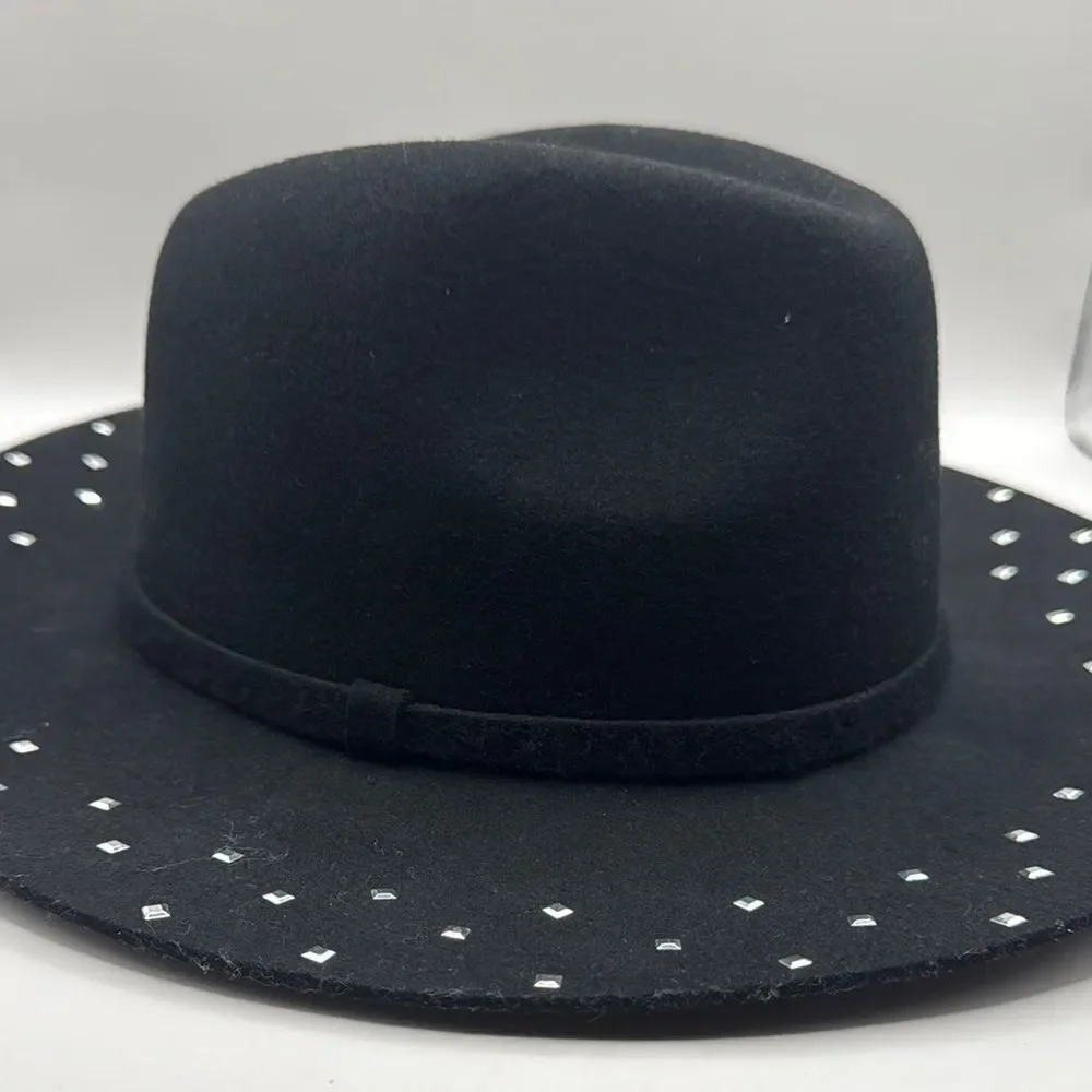Black Studded wool Women's Hat